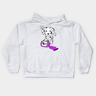 Naughty Dalmatian Spills a jar of grape jam! Kids Hoodie